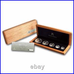 2024 Mexico Silver Proof Libertad 5-Coin Set with Wood Case/Box and COA
