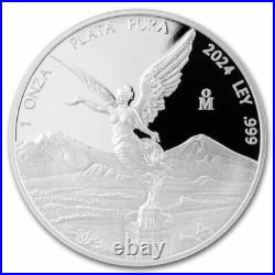 2024 Mexico Silver Proof Libertad 5-Coin Set with Wood Case/Box and COA