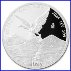 2024 Mexico Silver Proof Libertad 5-Coin Set with Wood Case/Box and COA