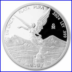 2024 Mexico Silver Proof Libertad 5-Coin Set with Wood Case/Box and COA