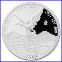 2024 Mexico Silver Proof Libertad 5-Coin Set with Wood Case/Box and COA