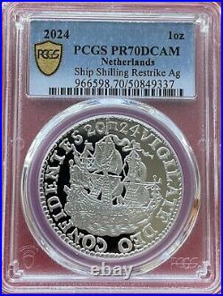 2024 Netherlands 1 oz Silver Proof Ship Shilling PCGS PR70DCAM (withBox & COA)WOW