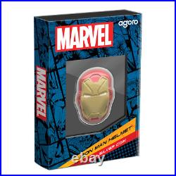 2024 Niue Marvel Iron Man Helmet 2 oz Silver Colorized Proof Shaped Coin 2024 Niue Marvel Iron Man Helmet 2 oz Silver Colorized Proof Shaped Coin