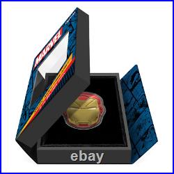 2024 Niue Marvel Iron Man Helmet 2 oz Silver Colorized Proof Shaped Coin 2024 Niue Marvel Iron Man Helmet 2 oz Silver Colorized Proof Shaped Coin