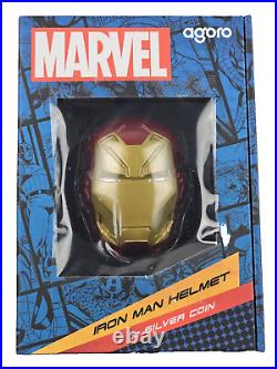2024 Niue Marvel Iron Man Helmet Shaped Colorized 2 oz Silver $5 Coin #76/1000 2024 Niue Marvel Iron Man Helmet Shaped Colorized 2 oz Silver $5 Coin #76/1000