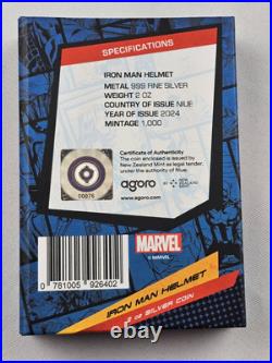 2024 Niue Marvel Iron Man Helmet Shaped Colorized 2 oz Silver $5 Coin #76/1000