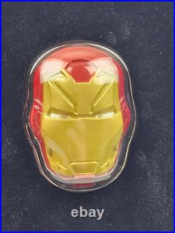 2024 Niue Marvel Iron Man Helmet Shaped Colorized 2 oz Silver $5 Coin #76/1000