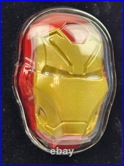 2024 Niue Marvel Iron Man Helmet Shaped Colorized 2 oz Silver $5 Coin #76/1000