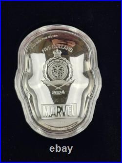 2024 Niue Marvel Iron Man Helmet Shaped Colorized 2 oz Silver $5 Coin #76/1000