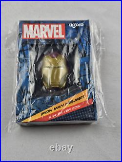 2024 Niue Marvel Iron Man Helmet Shaped Colorized 2 oz Silver $5 Coin #76/1000