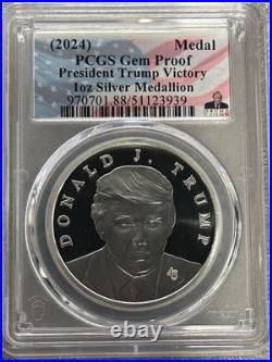 2024 President Trump Victory Silver Medal 1 Troy Oz PCGS Gem Proof BOX5