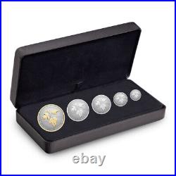 2024 Reverse Proof Canadian Silver Maple Leaf 5-Coin Set (Box, CoA)