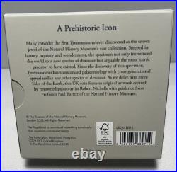 2024 Royal Mint Uk24tr1s 1 Oz Silver Proof T-rex Tyrannosaurus Coin Box Coa
