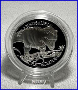 2024 Royal Mint Uk24tr1s 1 Oz Silver Proof T-rex Tyrannosaurus Coin Box Coa