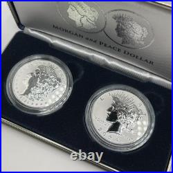 2024 S US MORGAN & PEACE. 999 SILVER DOLLAR REVERSE PROOF TWO COIN SET WithCOA BOX