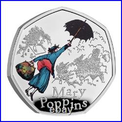 2024 Silver Proof Mary Poppins Coloured 50p Coin Fifty Pence