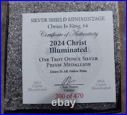 2024 Silver Shield CHRIST ILLUMINATED 1 oz Silver PROOF with COA & BOX! #200/470