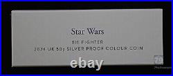 2024 Star Wars TIE Fighter Iconic Vehicles Silver Colour Proof 1 oz Coin Box&COA