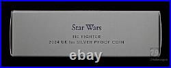 2024 Star Wars TIE Fighter Iconic Vehicles Silver Proof 1 oz UK Coin Box & COA