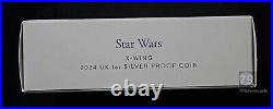 2024 Star Wars X-Wing Iconic Vehicles UK Silver Proof 1 oz Coin Box & COA