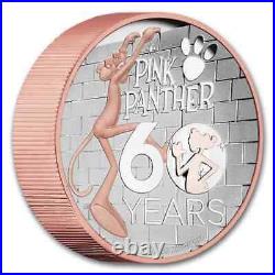 2024 Tuvalu 5 oz Silver Pink Panther 60th Anniversary Gilded Box Mintage of 750 2024 Tuvalu 5 oz Silver Pink Panther 60th Anniversary Gilded Box Mintage of 750