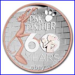 2024 Tuvalu 5 oz Silver Pink Panther 60th Anniversary Gilded Box Mintage of 750 2024 Tuvalu 5 oz Silver Pink Panther 60th Anniversary Gilded Box Mintage of 750