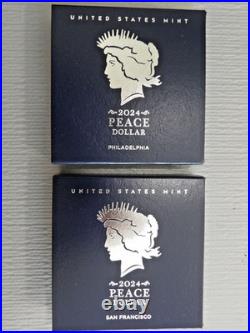 2024 United States Mint Silver Peace Dollars UNC AND PROOF Coins withBox, COA, OGP