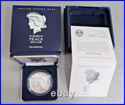2024 United States Mint Silver Peace Dollars UNC AND PROOF Coins withBox, COA, OGP