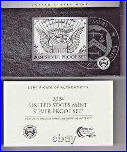 2024 United States SILVER Proof Set BOX COA & all 10 Coins