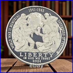 2024 WWII Memorial Silver Dollar Proof U. S. Mint. 999 Fine with Box & COA