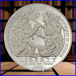 2024 WWII Memorial Silver Dollar Proof U. S. Mint. 999 Fine with Box & COA