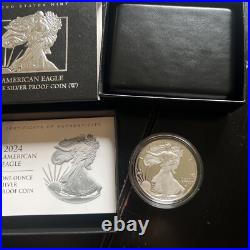 2024 W Proof $1 American Silver Eagle Box, OGP & COA