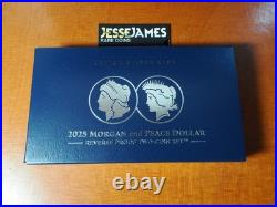 2025 $1 S Reverse Proof Silver Peace & Morgan Dollar With Box/coa 2 Coin Set
