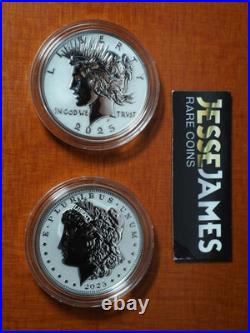 2025 $1 S Reverse Proof Silver Peace & Morgan Dollar With Box/coa 2 Coin Set