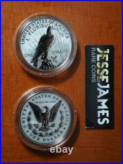 2025 $1 S Reverse Proof Silver Peace & Morgan Dollar With Box/coa 2 Coin Set