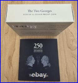 2025 Great Britain The Two Georges 1 oz Silver Proof BOX COA First Rel NGC PF70