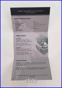 2025 P U. S. Mint American Liberty Silver Proof Medal with Box & COA