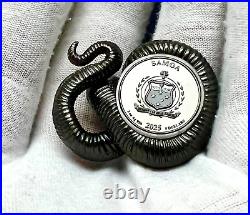 2025 Samoa $5 3oz. 999 Silver 3D Snake Shaped Coin (Box & COA) Black Cobra 2025 Samoa $5 3oz. 999 Silver 3D Snake Shaped Coin (Box & COA) Black Cobra