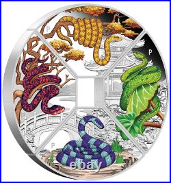 2025 Tuvalu Lunar Year of the Snake Quadrant 4 oz Silver Proof Coin Set