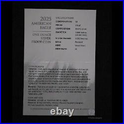 2025-W American Silver Eagle Proof 1 oz Coin 25EA West Point OGP Box & COA 2025-W American Silver Eagle Proof 1 oz Coin 25EA West Point OGP Box & COA