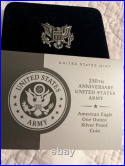 2025-W American Silver Eagle Proof 250th Anniversary U. S. Army Box And COA