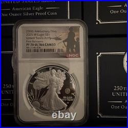 2025-W Proof $1 250th Anniversary US Army Privy Silver Eagle NGC PF70 Box INC