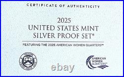 2025-s Us Mint Silver Proof Set 10 Coins In Two Sealed Containers Box Ogp & Coa