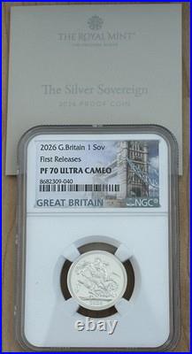 2026 Great Britain Uk 1sov Silver Sovereign Proof Box Coa First Release Ngc Pf70
