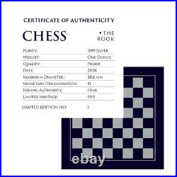 2026 Niue 1 oz Silver Black Proof Coin Chess Rook with Box and COA