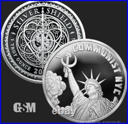 2026 Silver Shield COMMUNIST NYC 1oz 999 Silver Proof -Box and COA- #86 of 286