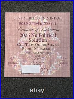 2026 Silver Shield No Political Solution 1 oz Silver Proof Wth Coa Box