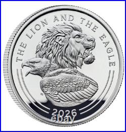 2026 UK Lion and Eagle 1 oz Silver Proof BOX COA BETH ZAIKEN Mintage 1500
