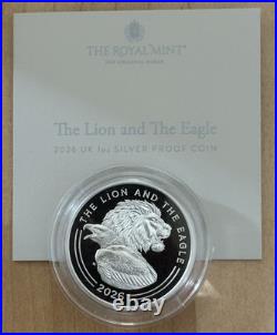 2026 UK Lion and Eagle 1 oz Silver Proof BOX COA BETH ZAIKEN Mintage 1500