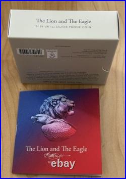 2026 UK Lion and Eagle 1 oz Silver Proof BOX COA BETH ZAIKEN Mintage 1500